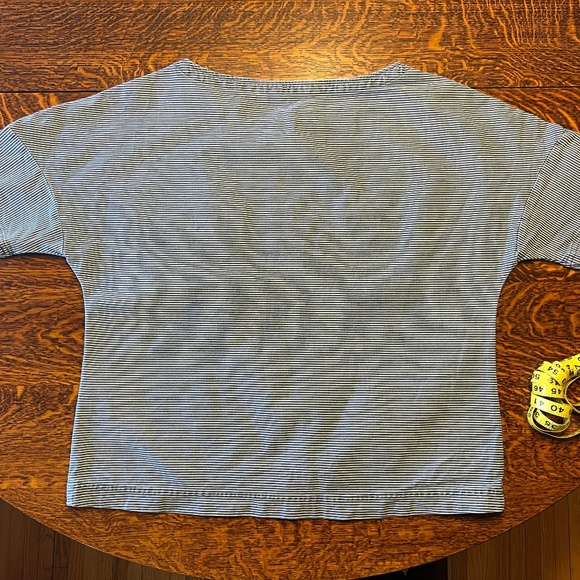 Zara Basic Z1975 Denim Stripe Dolman Sleeve Short Sleeve Shirt Women’s Large EUC - Picture 5 of 11